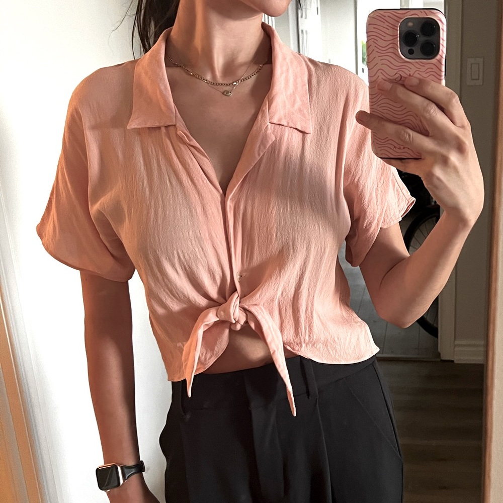 Wilfred free flowy pink crop top